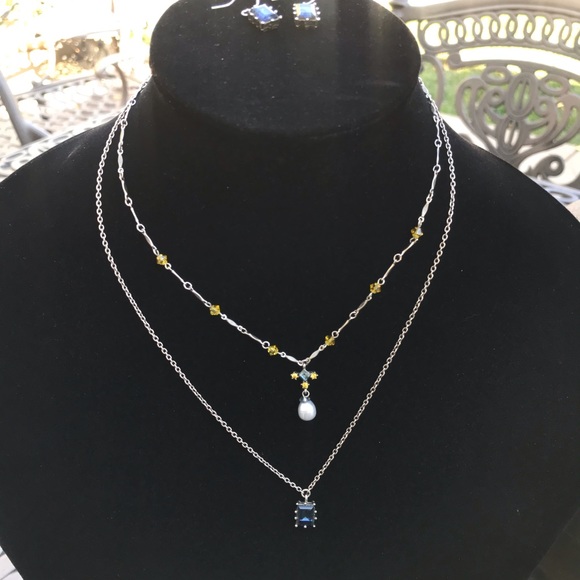 Vintage Y2K Gerard Yosca New York 2 Tiered Necklace matching earrings Set - Picture 9 of 12